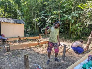 Plateforme pour chalet en bois